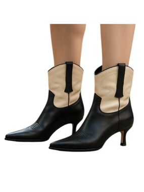 CIRCUS NY by Sam Edelman Yolanda NWOT 2 Tone Black Cream Short Western Boot 8.5
